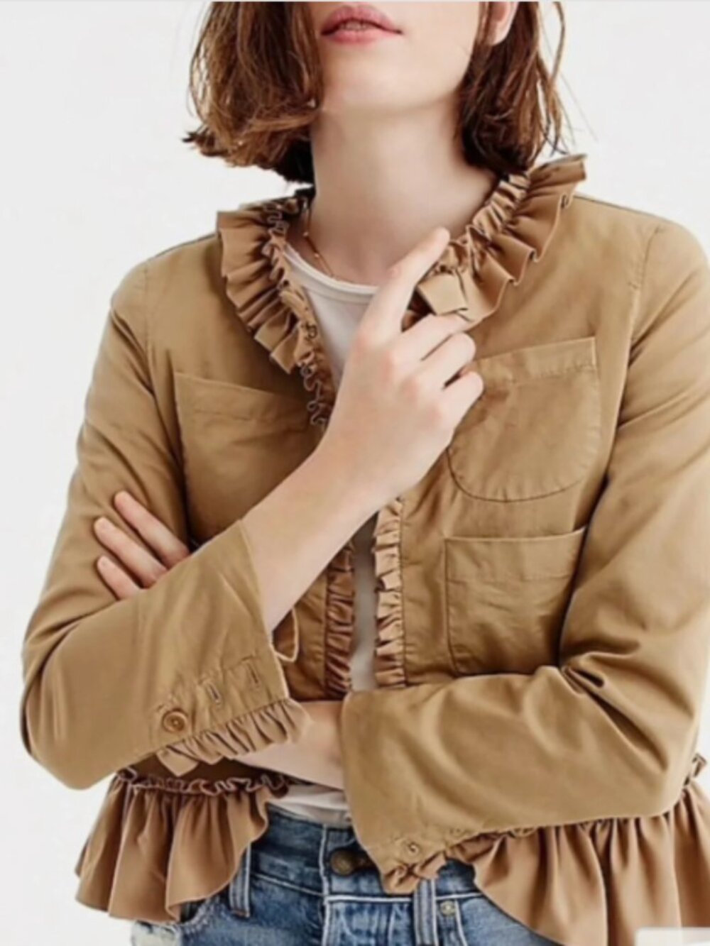 J Crew Ruffle Chino jacket Size 6